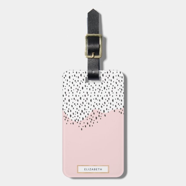 Trendy Chic Pink und Black Luggage Tag Gepäckanhänger (Vorderseite vertikal)