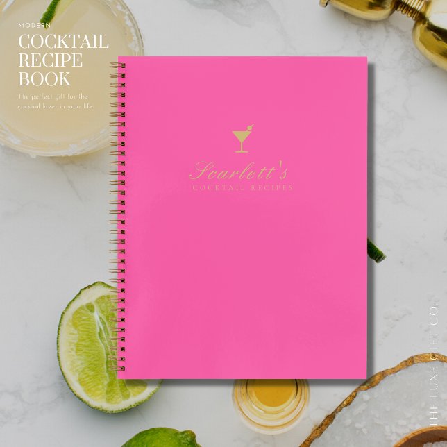 Trendy Chic Pink und Gold Blank Cocktail Rezept Notizbuch (Von Creator hochgeladen)