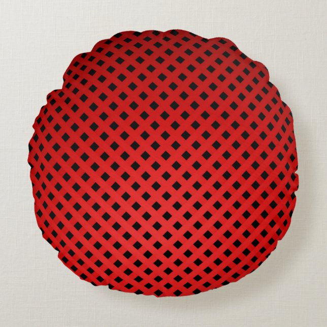 Trendy & Chic Rot & Schwarz Streifen Muster Rundes Kissen (Vorderseite)