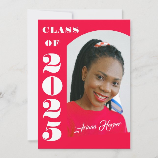 Trendy Chic Script Pink Graduation Party Einladung (Vorderseite)