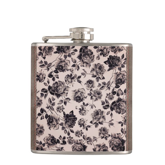 Trendy Chic-weißes u. schwarzes Vintages elegantes Flachmann (Vorderseite)