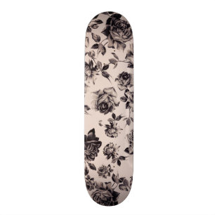 Trendy Chic White & Black Vintag Elegante Skateboard