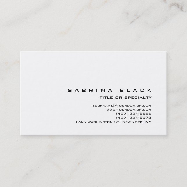 Trendy Chic White Consultant Business Card Visitenkarte (Vorderseite)
