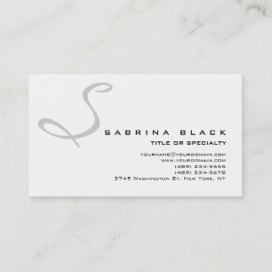 Trendy Chic White Gray Monogram Business Card Visitenkarte