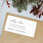 Trendy Christmas Moderne stilvolle Grün und Weiß Adressaufkleber<br><div class="desc">Ein stilvolles Retourenadressen-Label mit moderner Typografie "Frohe Weihnachten" in dunkelwaldgrün und handgeschriebener Schriftzeichen für die Paarnamen auf einem sauberen,  schlichten,  weißen Hintergrund. Namen,  Anschrift und Gruß können leicht für eine persönliche Touch angepasst werden. Ein einfaches,  minimalistisches und zeitgenössisches Weihnachtsdesign,  das sich in dieser Urlaubssaison auszeichnet!</div>