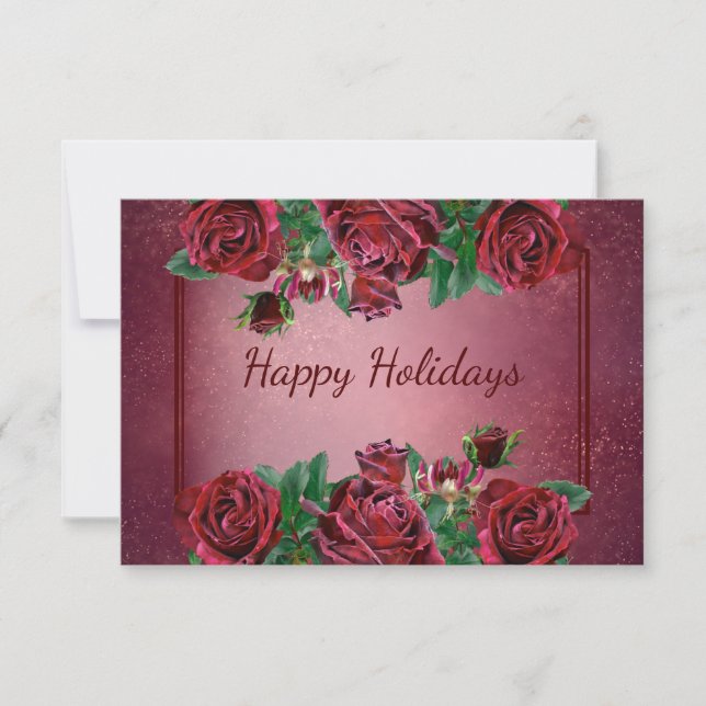Trendy Christmas Pink Blume Holidays Party RSVP Karte (Vorderseite)