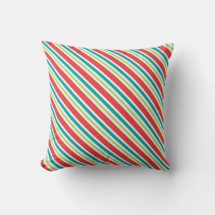 Trendy Christmas Red Green Candy Striping Kissen