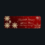 Trendy Christmas, Schneeflocken, Rot<br><div class="desc">Gold Schneeflocken auf rotem Hintergrund. Eine elegante und raffinierte designe.Costumize mit Ihrem Namen und Ihrer Adresse.</div>