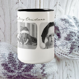 Trendy Christmas Tasse | Angepasstes Triple-Foto M