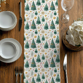 Trendy Christmas Trees Holiday Table Runner Design Mittelgroßer Tischläufer