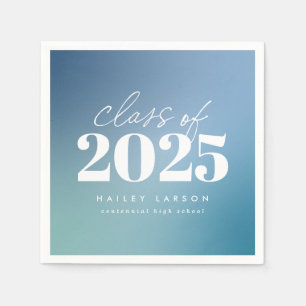 Trendy Class of 2024 Blue Gradient Abschluss Serviette