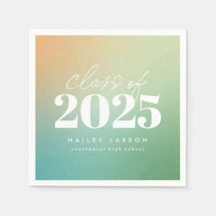 Trendy Class of 2024 Green Gradient Abschluss Serviette