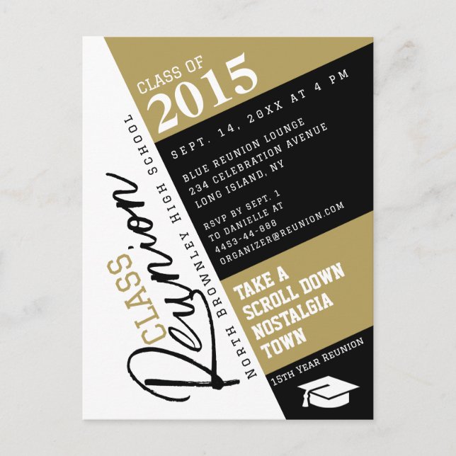 Trendy Class Reunion Design Invitation Postcard Postkarte (Vorderseite)