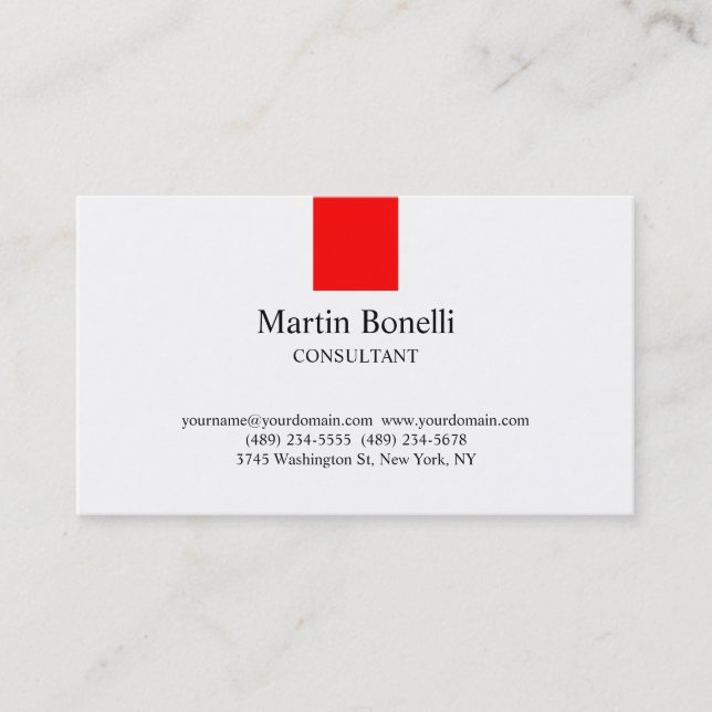 Trendy Classic Black Red White Business Card Visitenkarte (Vorderseite)