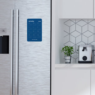 Trendy Classic Blue Full Year 2024 Calendar Magnet