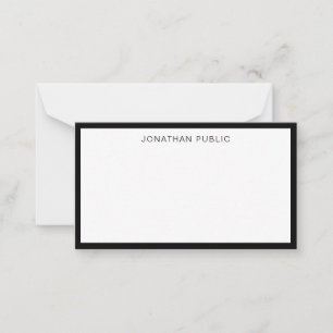 Trendy Classic Elegant Schwarz-weiß Template Flat Mitteilungskarte