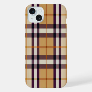 Trendy Classic Kariert Lila und Beige iPhone 15 Plus Hülle