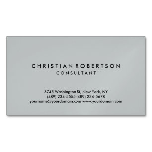 Trendy Clean Simple Gray Consultant Business Card Magnetische Visitenkarte