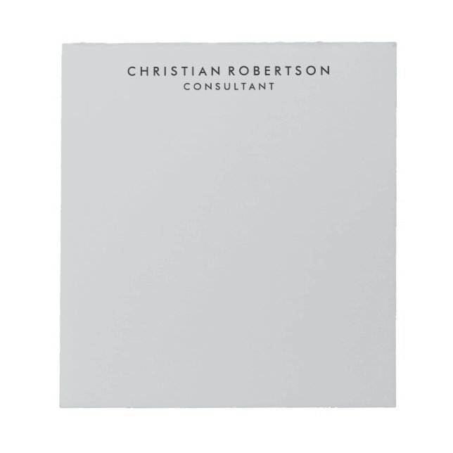 Trendy Clean Simple Gray Consultant Business Notizblock (Vorderseite)