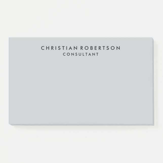 Trendy Clean Simple Gray Consultant Business Post-it Klebezettel (Vorderseite)