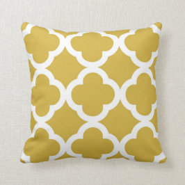 Trendy Clover Pattern in Mustard und White Kissen