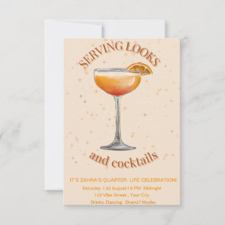 Trendy Cocktail Party Geburtstagseinladung - Glam  Save The Date