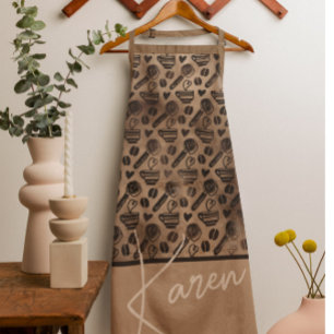 Trendy Coffee Lover Muster Personalisiert Name Apr Schürze