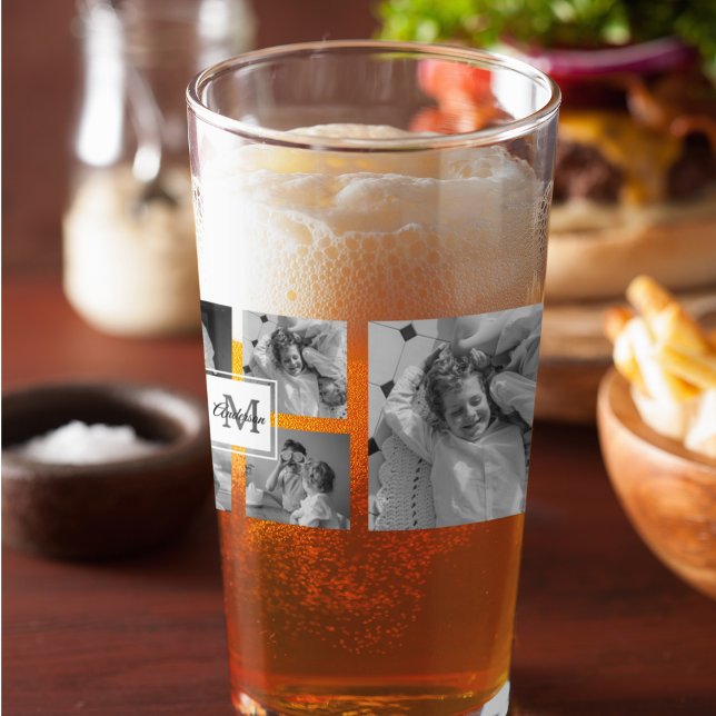 Trendy Collage Family Foto Black & White Initial Glas (Von Creator hochgeladen)