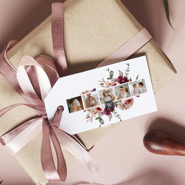 Trendy Collage Family Foto Farbige Blume Geschenk Geschenkanhänger (Von Creator hochgeladen)