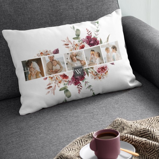 Trendy Collage Family Foto Farbige Blume Geschenk Lendenkissen (Von Creator hochgeladen)