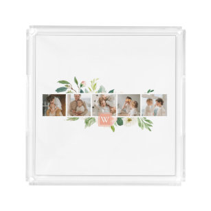 Trendy Collage Family Foto mit Blume-Geschenk Acryl Tablett
