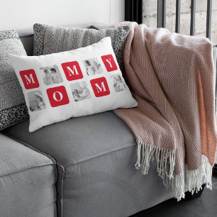 Trendy Collage Foto & Red Best Mommy Geschenk Lendenkissen