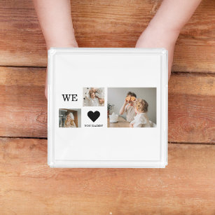 Trendy Collage Foto & Wir Liebe Sie Daddy Geschenk Acryl Tablett