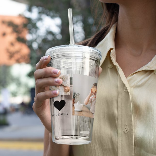 Trendy Collage Foto & Wir Liebe Sie Daddy Geschenk Acryltrinkbecher (Von Creator hochgeladen)