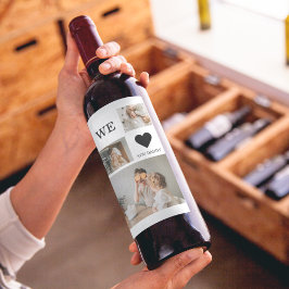 Trendy Collage Foto & Wir Liebe Sie Daddy Geschenk Weinetikett