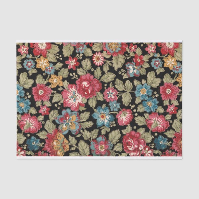 Trendy Colorful Boho Floral-Black Hintergrund Seidenpapier (Vorderseite)