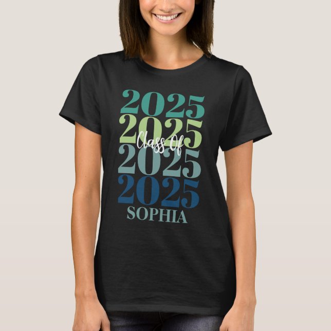 Trendy Colorful Class of 2025 Moderne Graduate T-Shirt (Vorderseite)