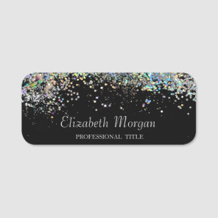 Trendy Colorful Confetti Black Namensschild