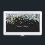 Trendy Colorful Confetti Black Visitenkarten Dose<br><div class="desc">Elegante bunte Konfetti auf schwarzem Hintergrund.</div>