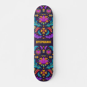 Trendy Colorful Fiesta Mexican Blume Quinceanera Skateboard
