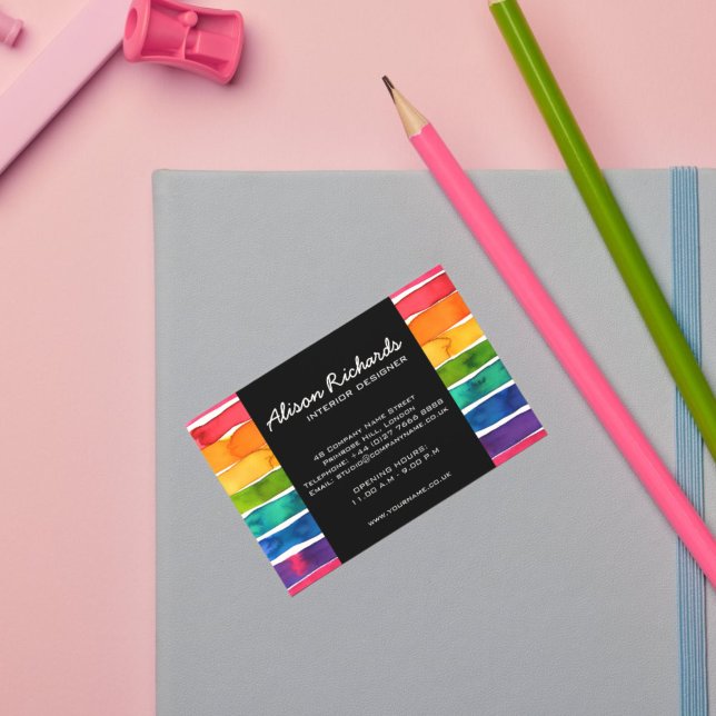 Trendy Colorful Regenbogenstreifen Innenausstattun Visitenkarte (Von Creator hochgeladen)