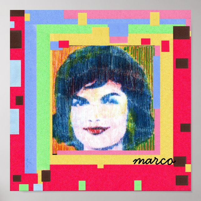 Trendy Colorful Watercolor Jackie Kennedy Collage Poster (Vorne)