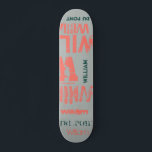 Trendy Colorways Typografie Word Cloud Skateboard<br><div class="desc">Designer Skateboard im Akzent der Living Koral, Sturm grau und Wald Biome. Der Effekt dieses trendigen, auf Straßentext basierenden Designs hängt von der Länge Ihres Namens ab. Wählen Sie "Klicken, um weiter anzupassen" am unteren Ende der "Personalisieren Sie diese Vorlage", um das gewollt Aussehen zu erhalten. Sie können den Hintergrund...</div>