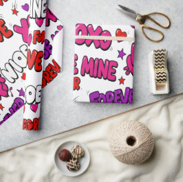 Trendy Comic Book Graffiti "Be Mine" Typography Geschenkpapier
