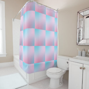Trendy Contemporary Aquamarin Pink Blue Duschvorhang