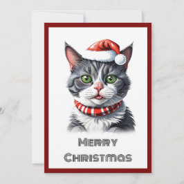 Trendy Contemporary Whimsical Cat Frohe Weihnachte Feiertagskarte