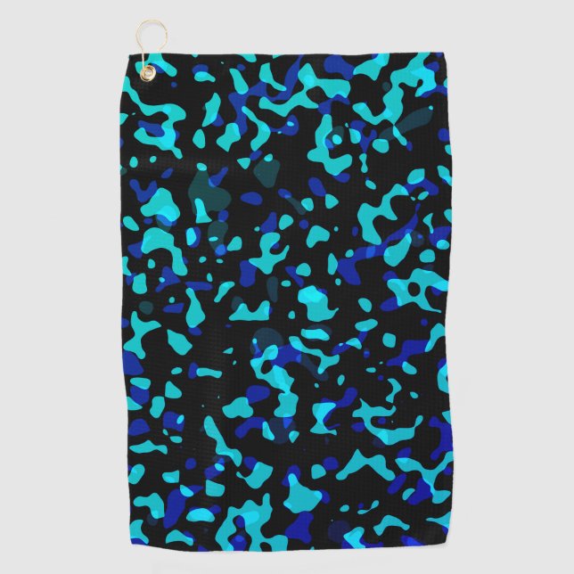 Trendy Cool Blue Black Camouflage Pattern Golfhandtuch (Vorderseite)