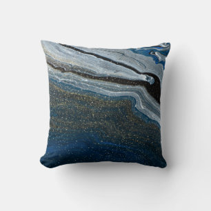 Trendy Cool Blue Marble Stone Kissen