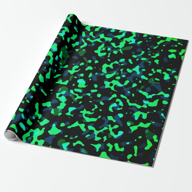 Trendy Cool Blue Seagreen Camouflage Muster Geschenkpapier (Ungerollt)