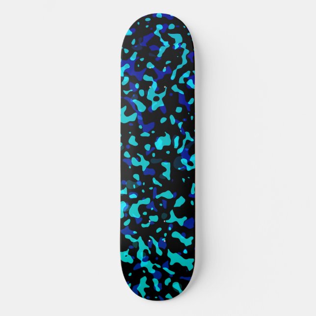Trendy Cool Blue Seagreen Camouflage Muster Skateboard (Vorderseite)